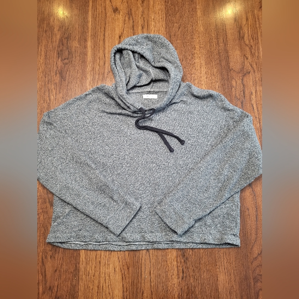 Madewell Women's Medium Grey Cropped Drawstring Oversized Sweatshirt 100% Cotton